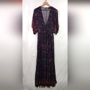 Vici Floral Maxi Dress Women's S Multicolor Boho Retro Festival Beach Vacation